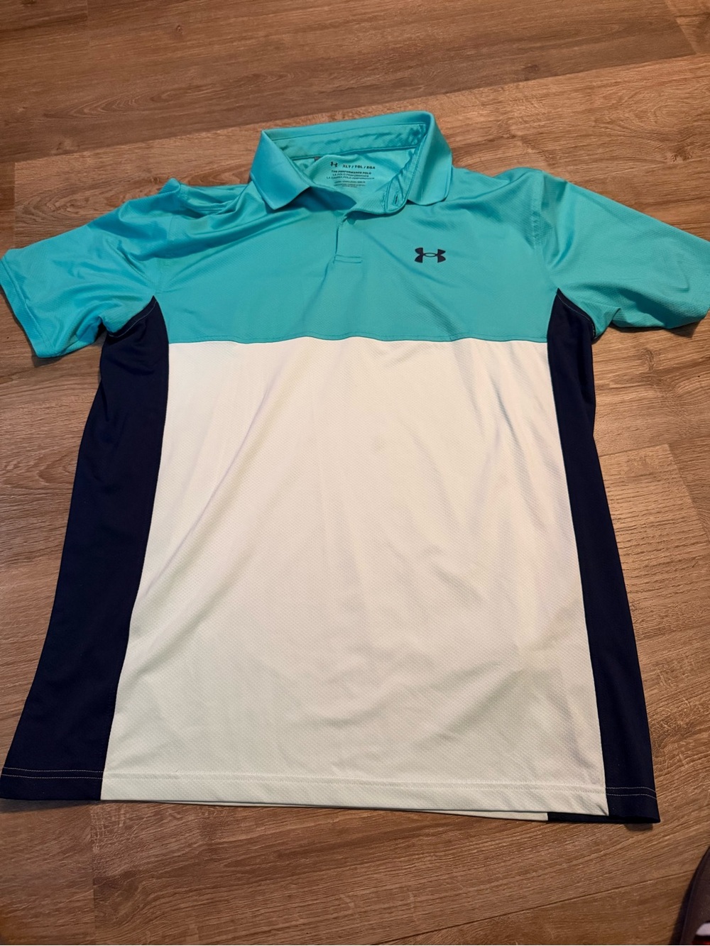 Under Armour Men’s Aqua, White & Navy Colorblock Polo